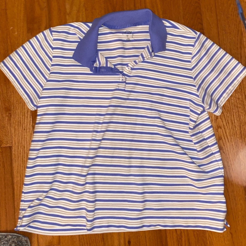 Vintage blue and cream collard shirt - Picture 4 of 5